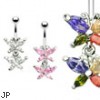 Double jeweled butterfly belly ring