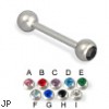 Double jeweled straight barbell, 14 ga