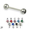 Double jeweled straight barbell, 16 ga