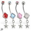 Double Jewelry Belly Ring with Small Dangling Star