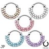 Double Line Round Paved Gems Surgical Steel Septum Clicker
