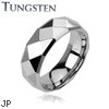Faceted tungsten carbine ring with drop down edges