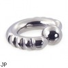 Fancy 4 notch captive bead ring, 6 ga