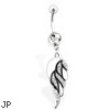 Fancy Black & White Wing Belly Ring with Clear Gems