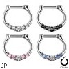 Five Gems Pronged Setting Surgical Steel Septum Clicker Ring