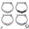 Five Gems Pronged Setting Surgical Steel Septum Clicker Ring
