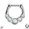 Five Opalite Gems Surgical Steel Septum Clicker Ring