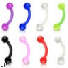 Flexible bioplast curved barbell with acrylic balls, 16 ga