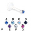 Flexible push-in bioplast labret with gem, 16 ga