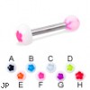 Flower ball and half ball straight barbell, 12 ga