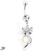 Fox Belly Button Ring with Clear Gems