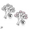 Gemmed Tree Surgical Steel Cartilage/Tragus Barbell