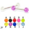 Glitter ball straight barbell, 14 ga