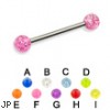 Glitter ball straight barbell, 16 ga