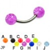 Glitter ball titanium curved barbell, 14 ga