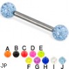 Glitter ball titanium straight barbell, 12 ga