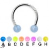 Glow-in-the-dark ball circular barbell, 16 ga