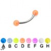 Glow-in-the-dark ball eyebrow ring, 18 ga