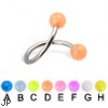 Glow-in-the-dark ball spiral barbell, 16 ga