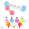 Glow-in-the-dark ball straight barbell, 14 ga