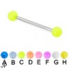 Glow-in-the-dark ball straight barbell, 16 ga