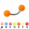 Glow-in-the-dark titanium curved barbell, 14 ga