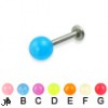 Glow-in-the-dark titanium labret, 14 ga