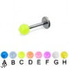 Glow-in-the-dark titanium labret, 16 ga