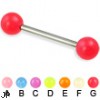 Glow-in-the-dark titanium straight barbell, 14 ga