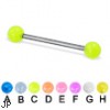 Glow-in-the-dark titanium straight barbell, 16 ga