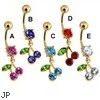 Gold Plate Belly Ring with CZ Cherries