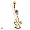 Gold Tone Angel Belly Ring with CZ