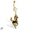 Gold Tone belly button ring with horse