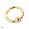 Gold Tone captive bead ring, 12 ga