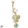 Gold Tone Dangling Butterfly Belly Ring