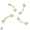 Gold Tone eyebrow ring with cones, 14 ga