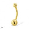 Gold Tone small plain belly button ring,