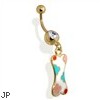 Gold Tone steel belly ring with dog bone