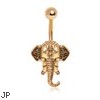 Gold Toned Decorated Elephant Navel Ring