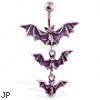 Gothic bat dangle belly ring