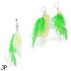 Green and Yellow  feather Belly Ring and Earring Set