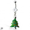 Green Christmas Tree Belly Button Ring