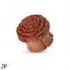 Hand carved organic wood double flared rose plug