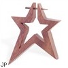 Hand carved sono wood star stirrup earring with taper, 14 ga