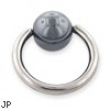 Hematite ball captive bead ring, 12 ga