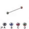 Industrial barbell with epoxy striped balls, 14 ga