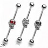 Industrial barbell with jeweled skull