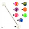 Industrial Barbell with metallic coated acrylic balls, 14ga