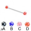 Industrial barbell with multi-gem acrylic colored balls, 12 ga