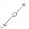 Industrial straight barbell with center loop, 14 ga
